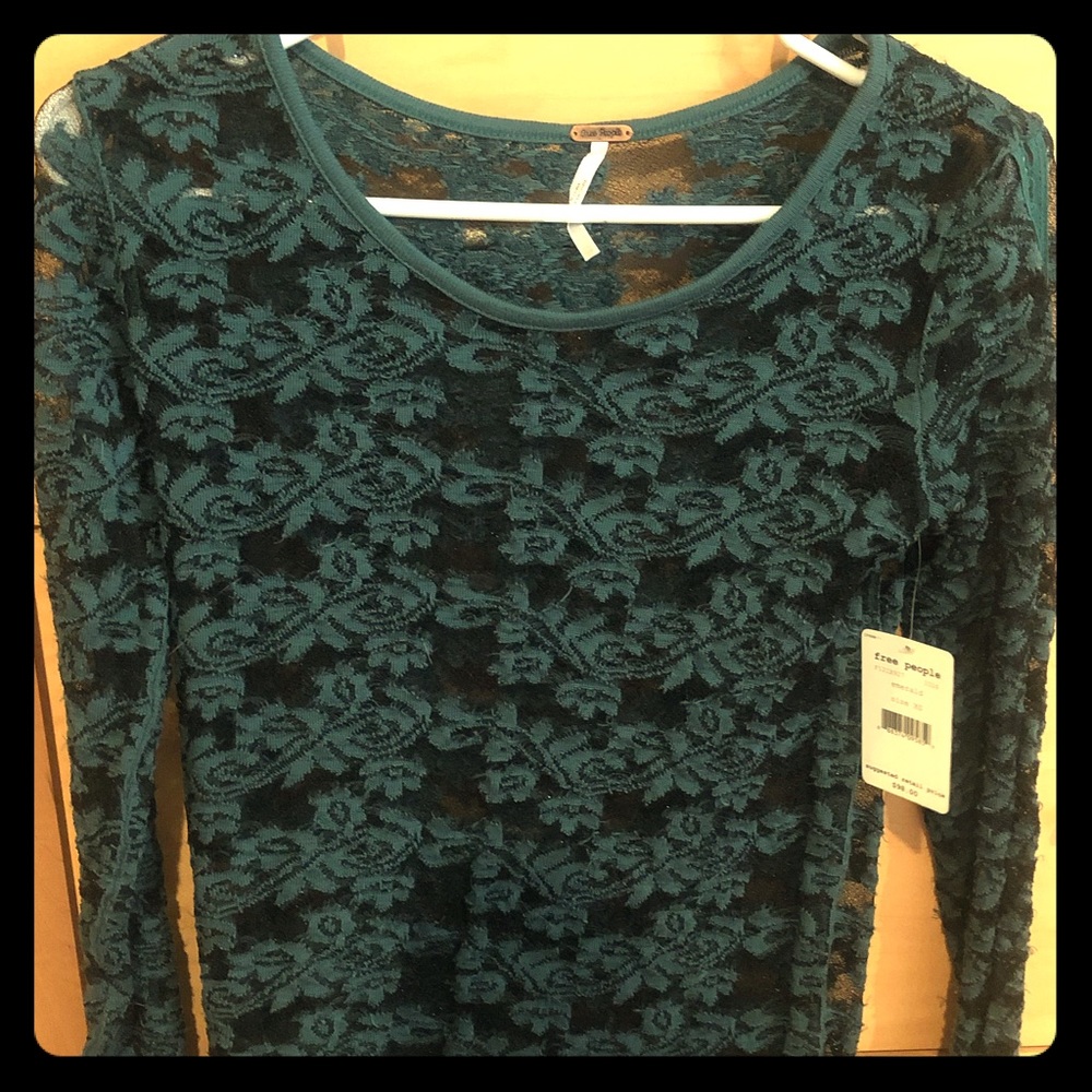 Never worn free people emerald lace top